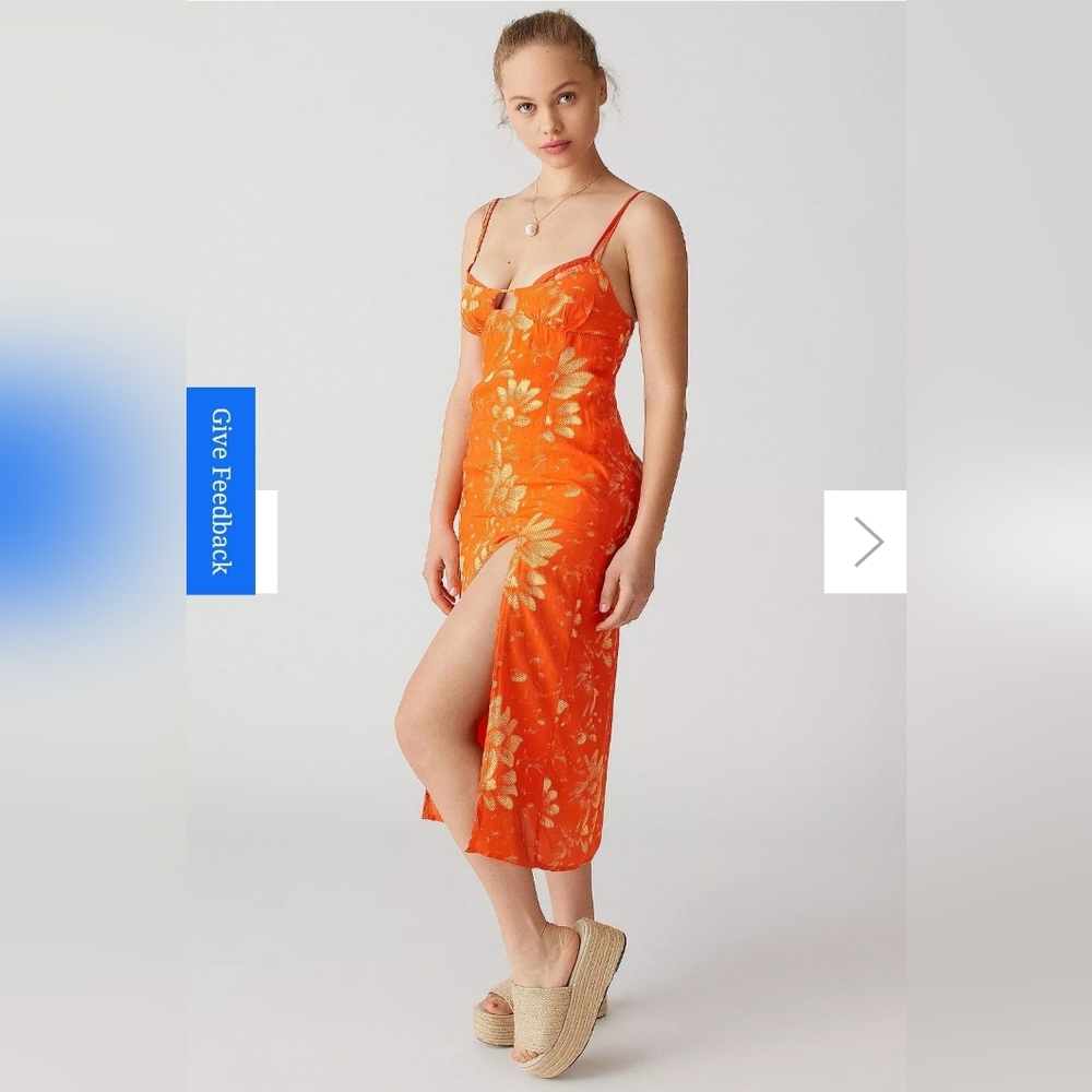 Urban Outfitters Orange Floral Maxi Sundress - Size SP